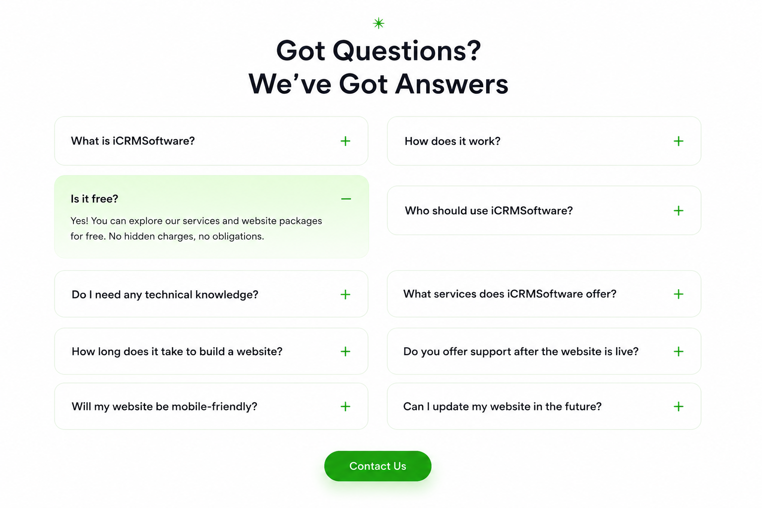 Engaging FAQ Panel