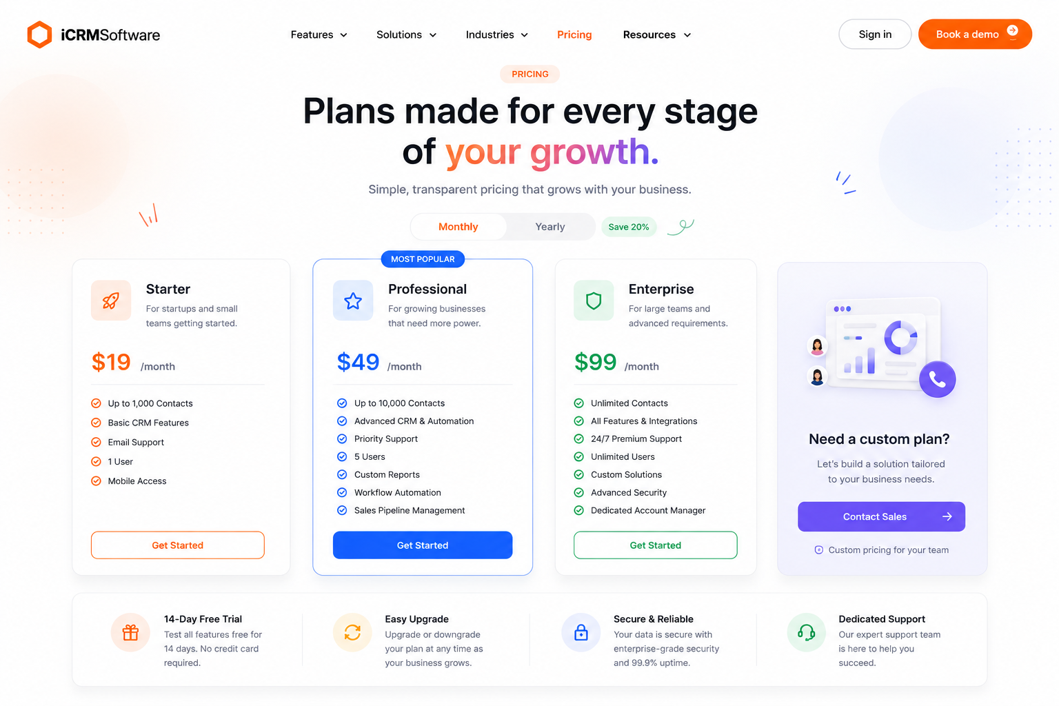 Professional Pricing Section