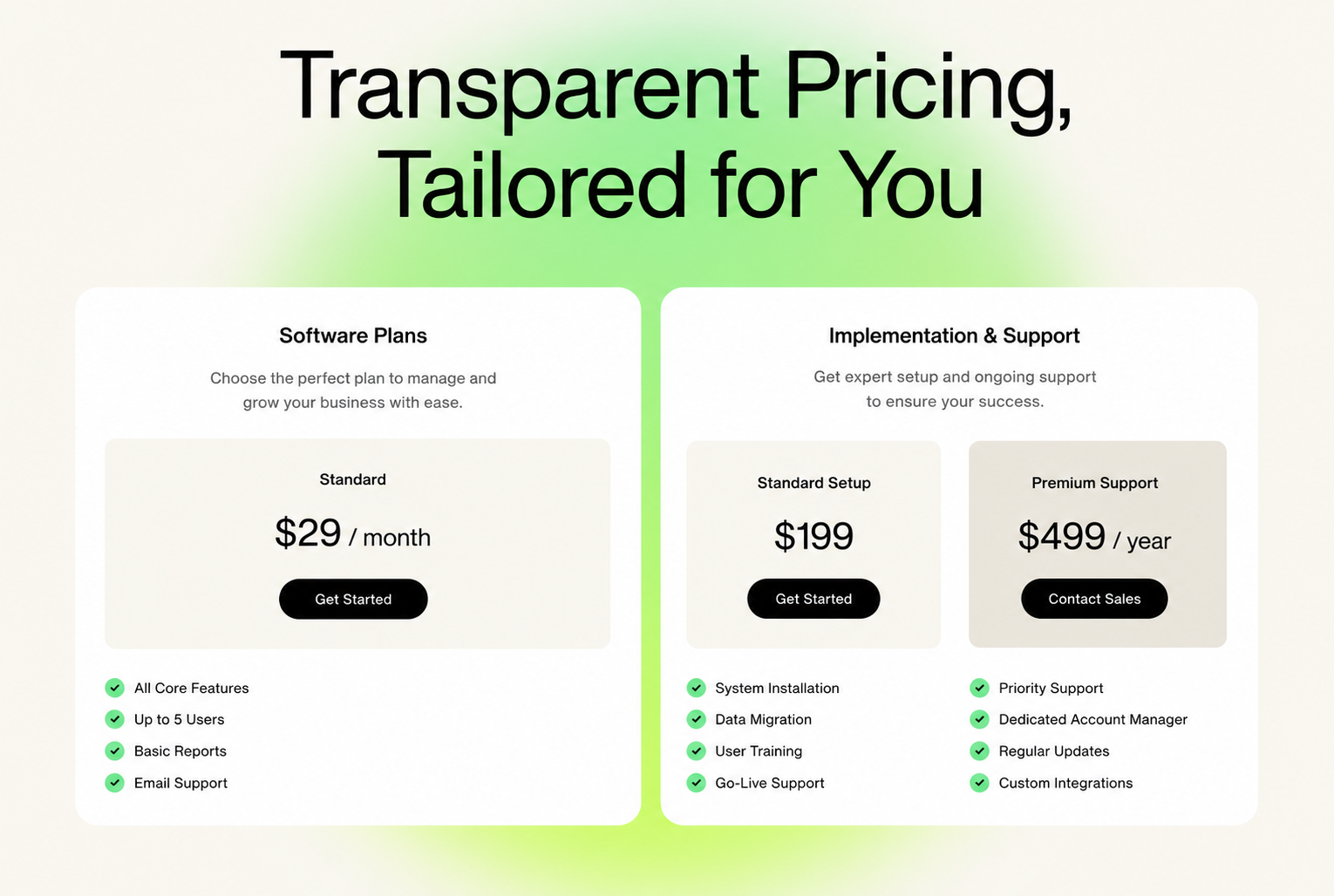 Creative Pricing Layout