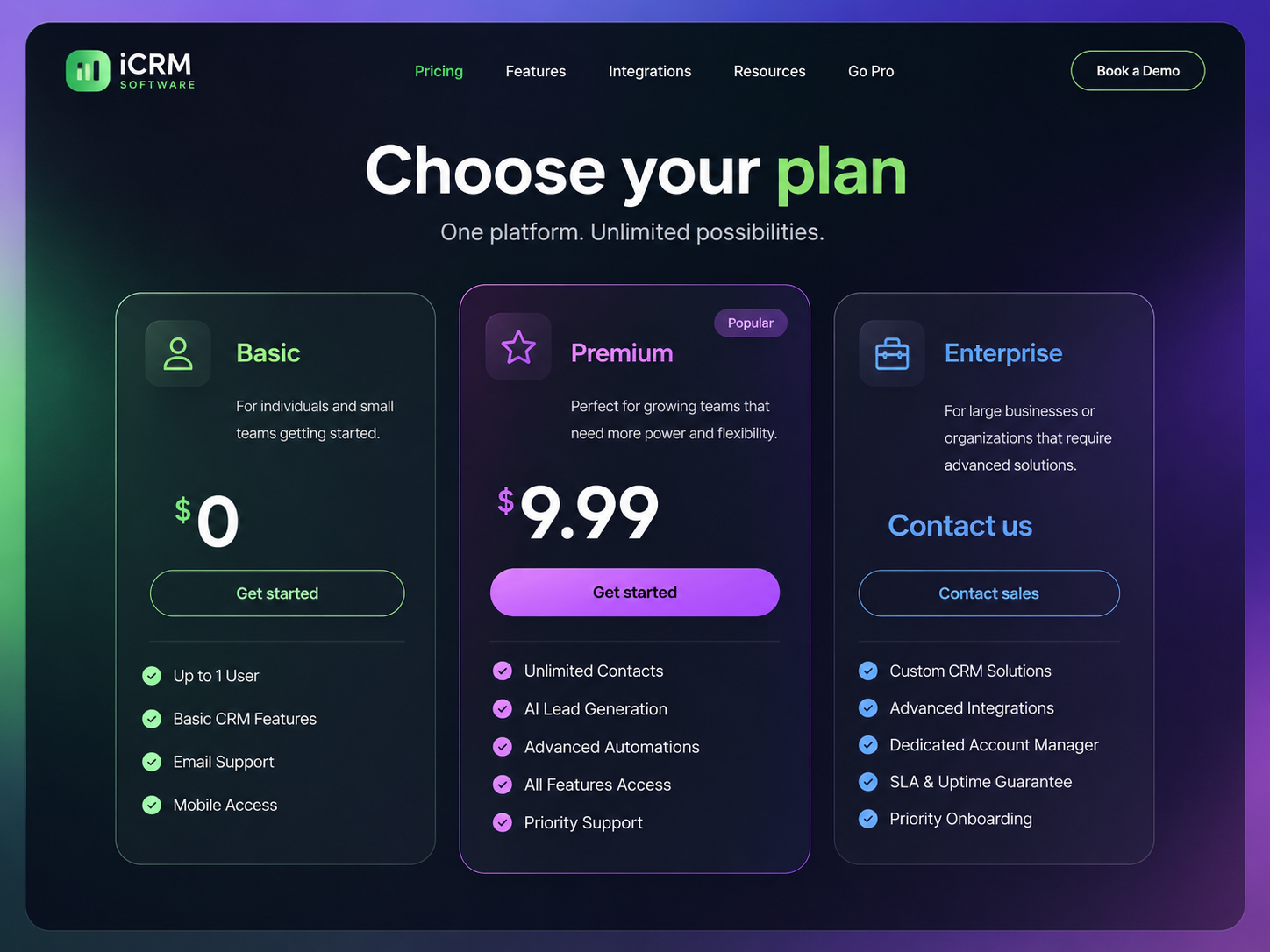 Interactive Pricing Canvas