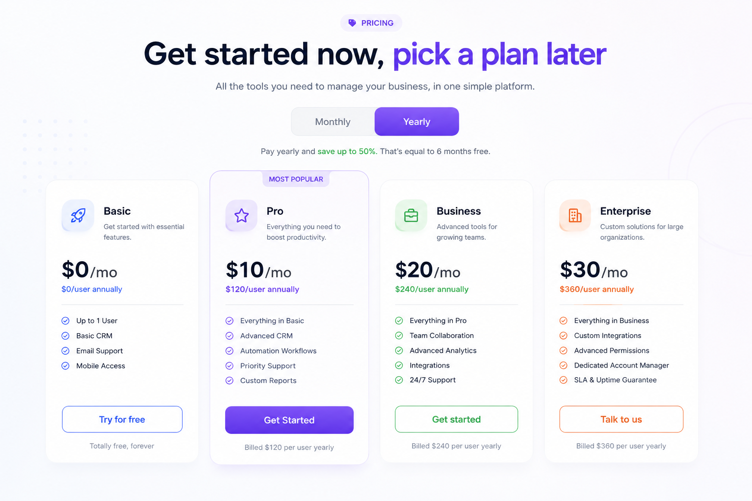 Sleek Pricing Canvas