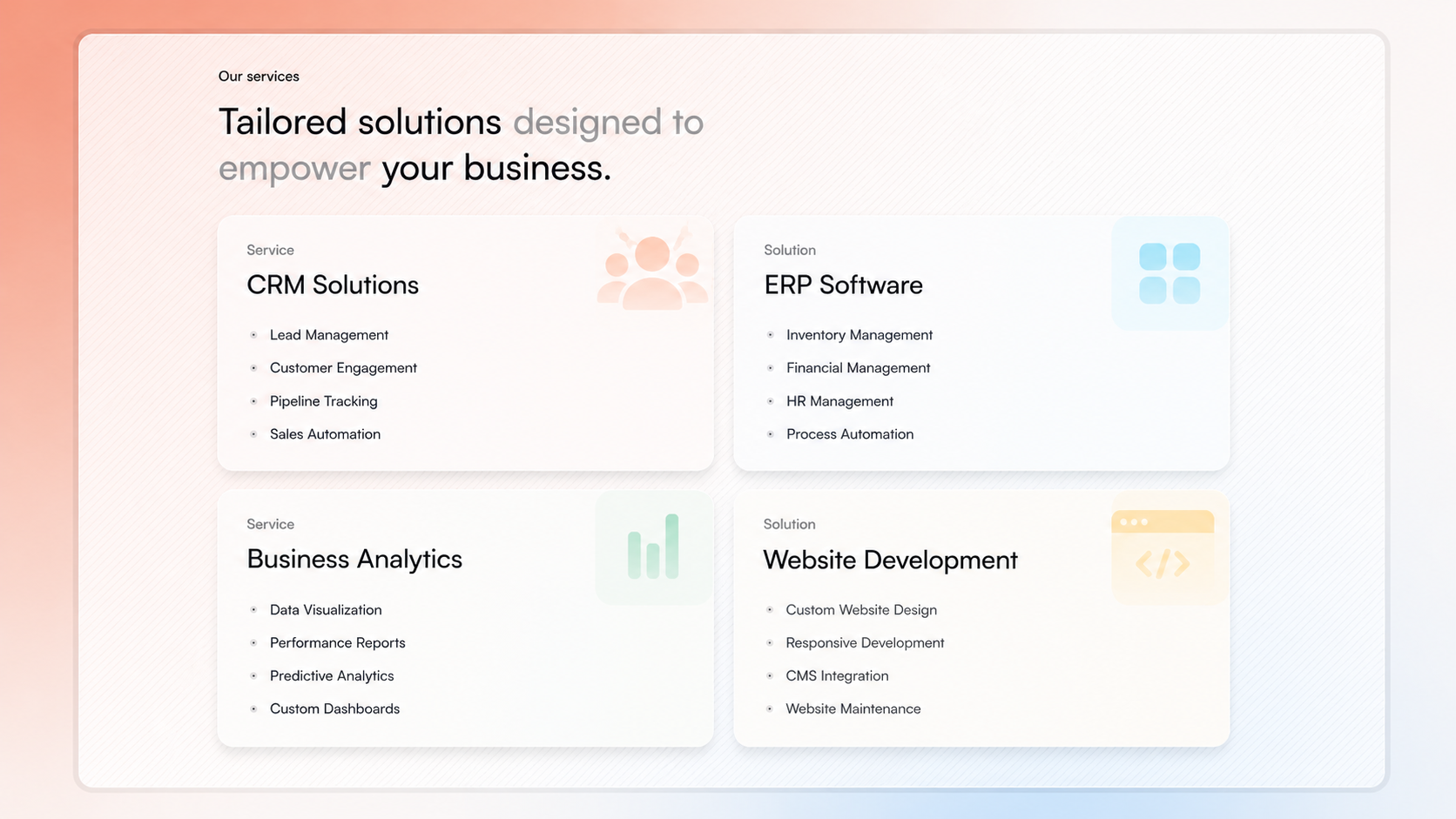 Premium Services Grid Display