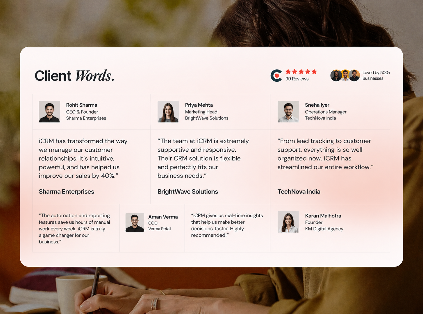 Interactive Testimonials Section