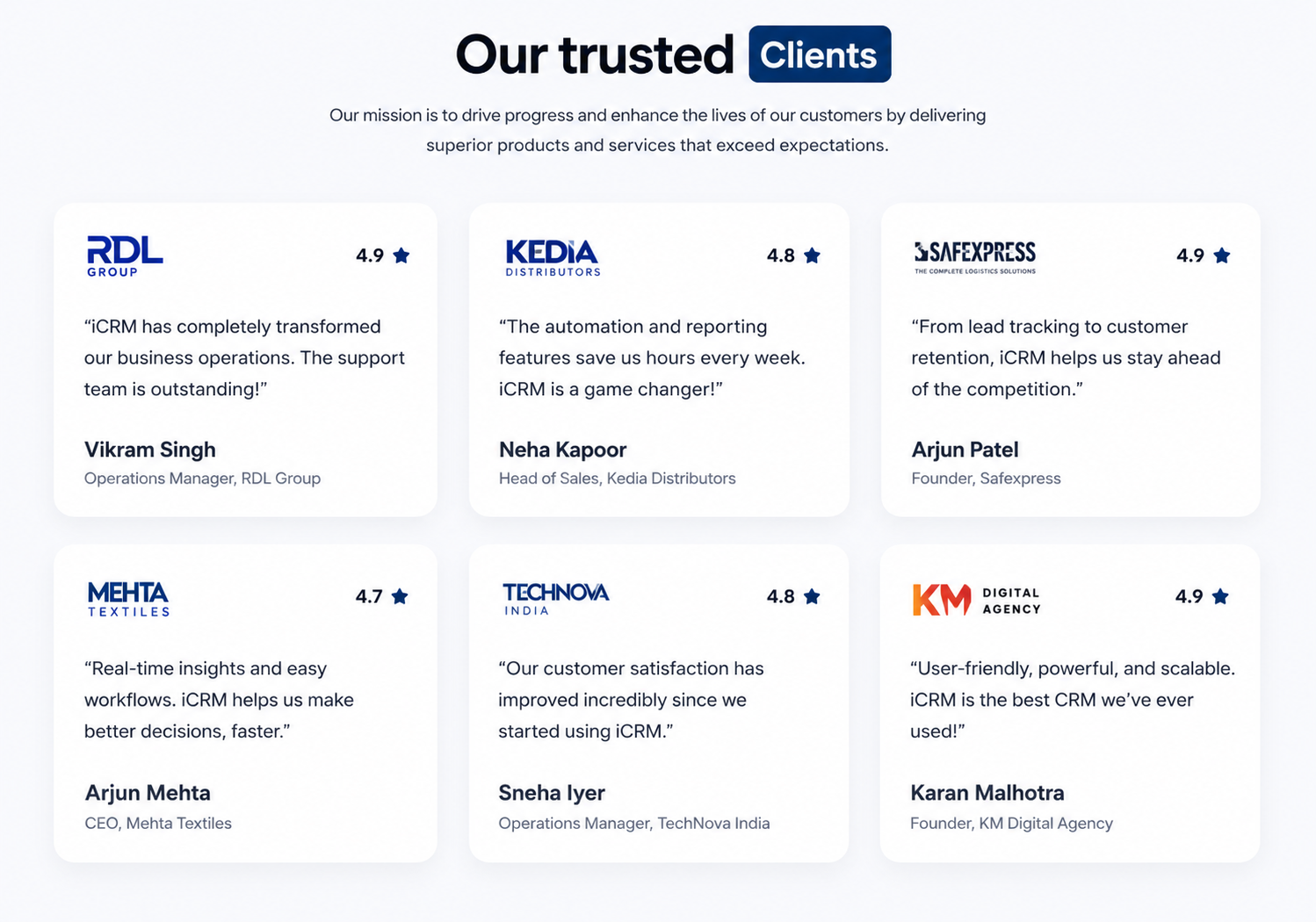 Professional Testimonials Container