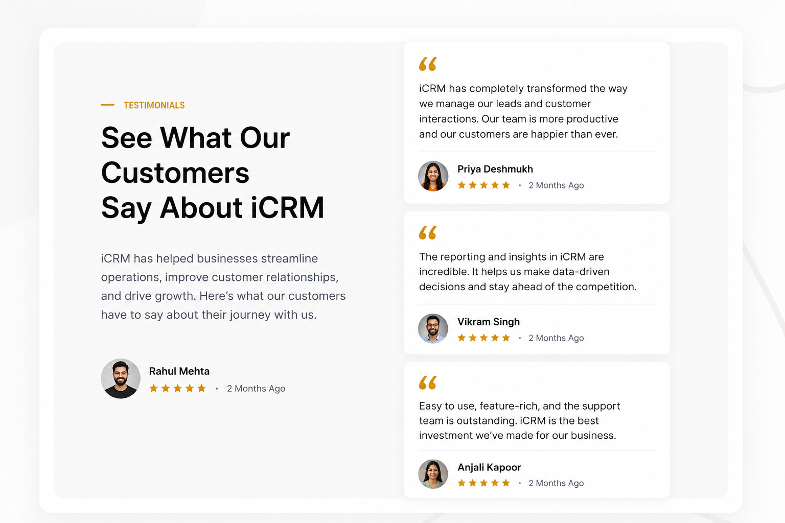 Professional Testimonials Grid